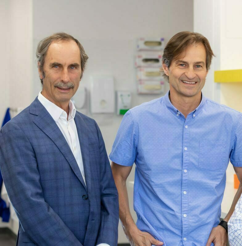 Prof Neville Knuckey and Prof Bruno Meloni in the Perron Institute lab